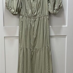 Sim and Sam Boho Western Flowy Sage Green Maxi Dress. 48 inches in length